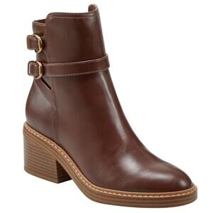 Marc Fisher Women's Marieta Buckled Block Heel Dress Boots Brown Size 8